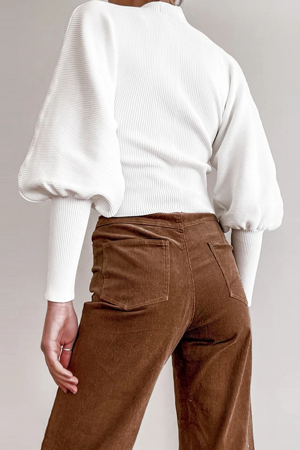 Stilla | Lækker sweater med rullekrave i ensfarvet patchwork Mode