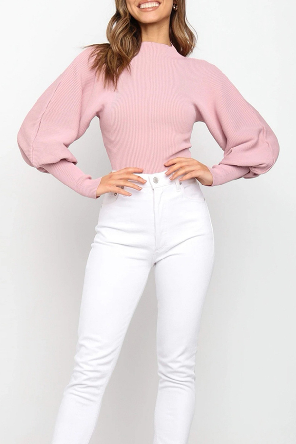 Stilla | Lækker sweater med rullekrave i ensfarvet patchwork Mode