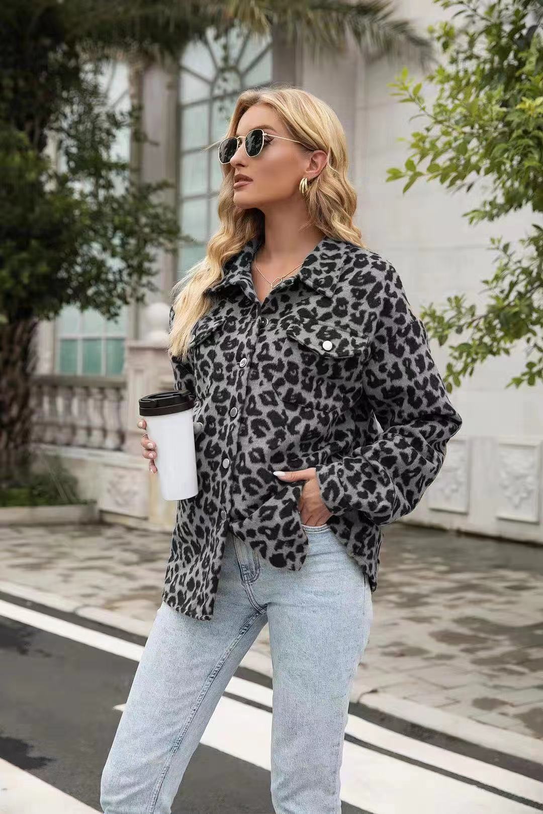 Stilla | Leopard Knap Ned Jakke Frakke