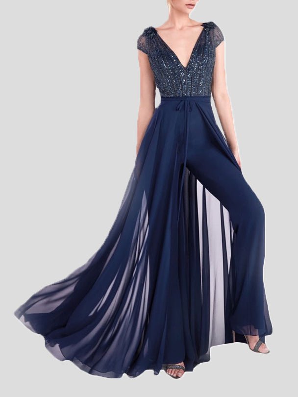 Stilla | Damernes Jumpsuits Skinnende V-hals Fake to Delt Jumpsuit