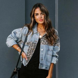 Stilla | Denimjakke Med Leopardpatch
