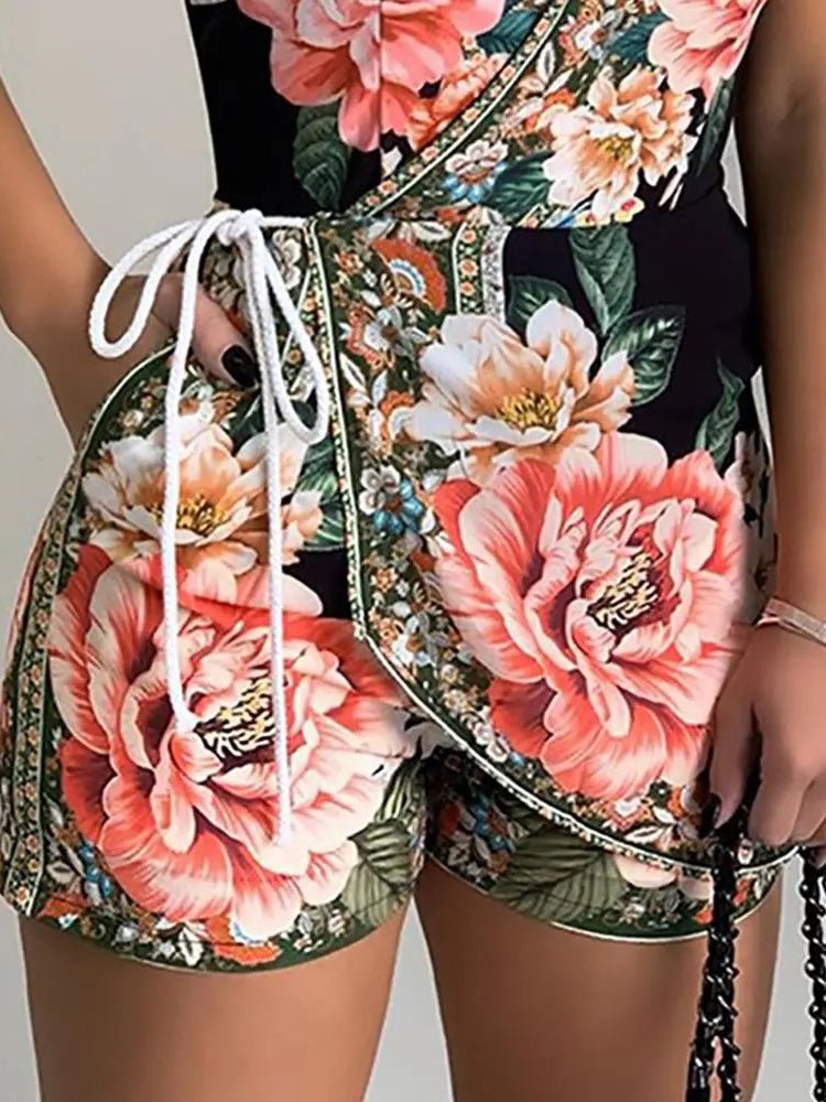 Stilla | Kvinders Jumpsuits Blomstret Print Halter Lomme Slim Fit Jumpsuit