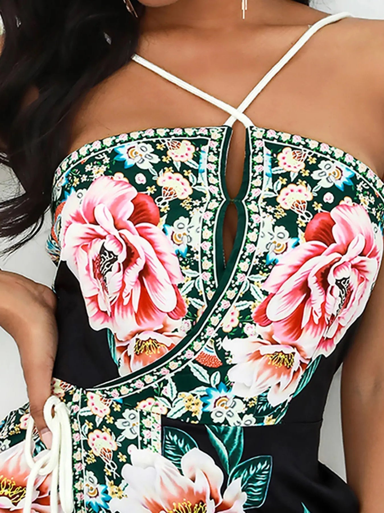 Stilla | Kvinders Jumpsuits Blomstret Print Halter Lomme Slim Fit Jumpsuit