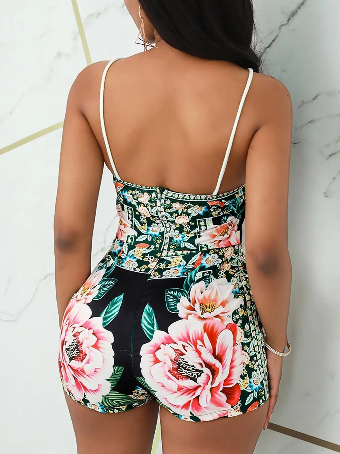 Stilla | Kvinders Jumpsuits Blomstret Print Halter Lomme Slim Fit Jumpsuit