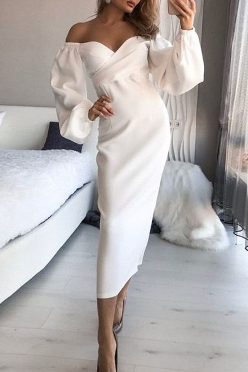 Stilla | Mode Elegant Solid Split Joint Fold Strapless Blyantkjole Nederdele
