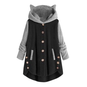 Stilla | Sweatshirt Kvinde Fleece Med Katteører Og Aftagelige Ærmer