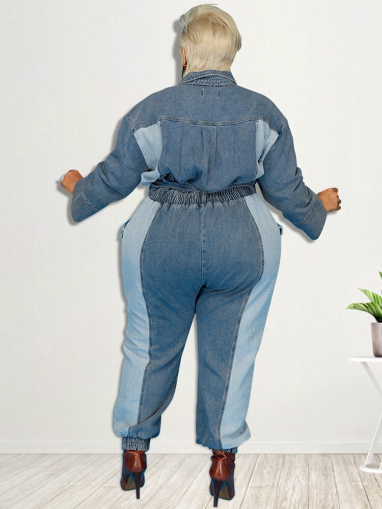 Stilla | Langærmet Overdimensioneret Denim Jumpsuit Mode