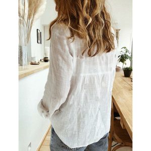 Stilla | Loose Damebluse Med Knapliste Og Reverskrave