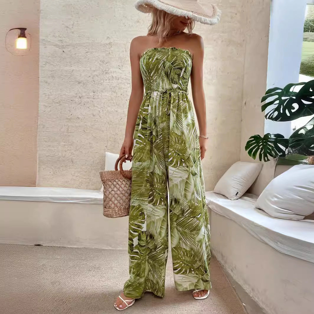 Stilla | Printet jumpsuit Uden ærmer Sexy Tæt lang buks Online salg