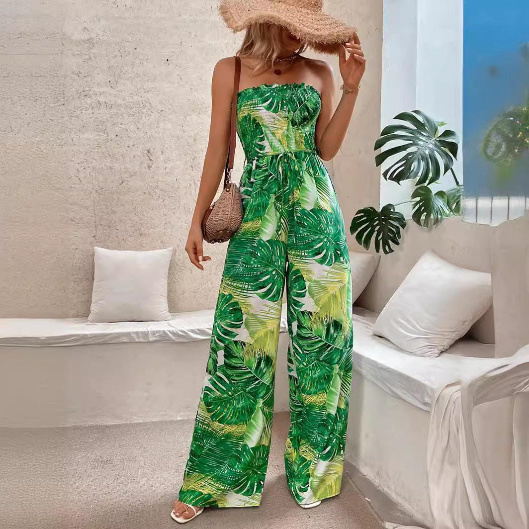 Stilla | Printet jumpsuit Uden ærmer Sexy Tæt lang buks Online salg