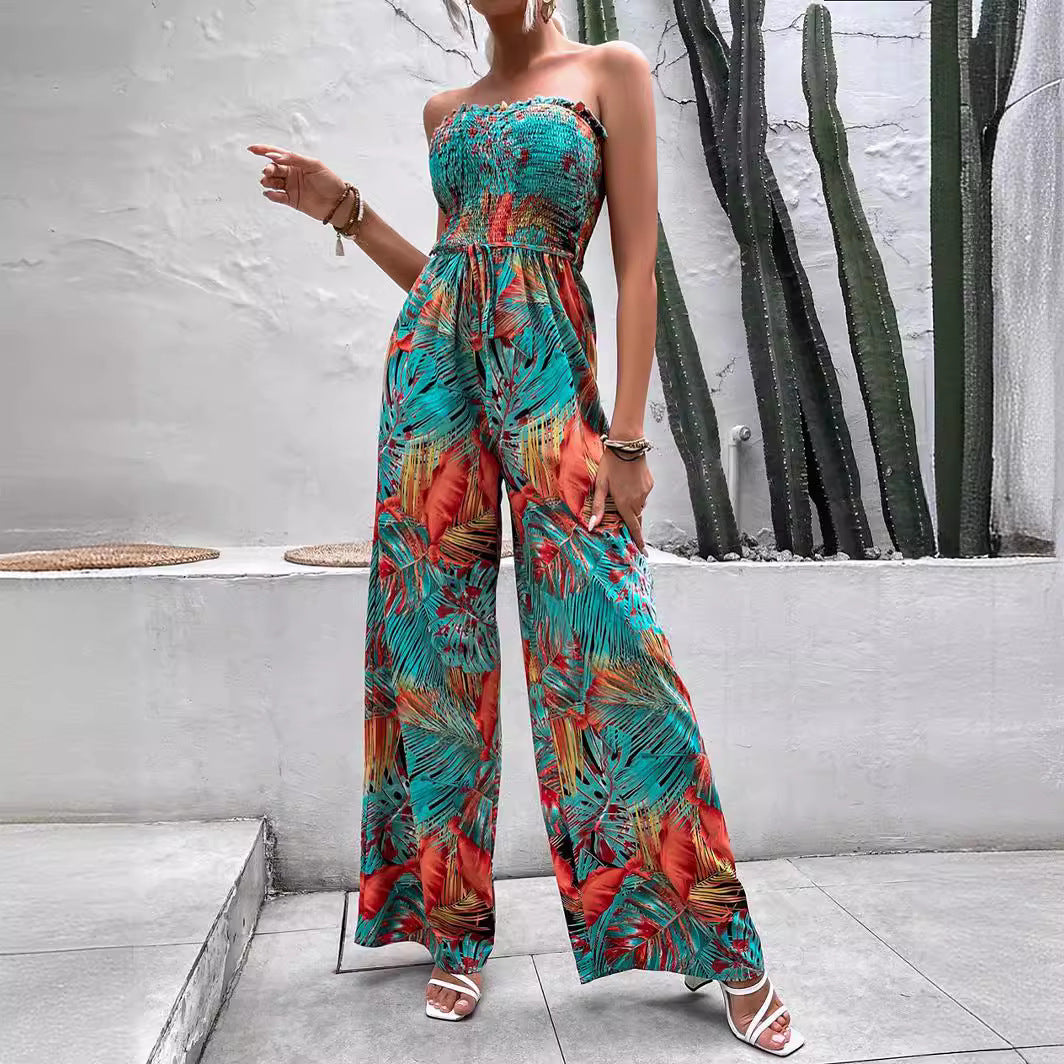 Stilla | Printet jumpsuit Uden ærmer Sexy Tæt lang buks Online salg