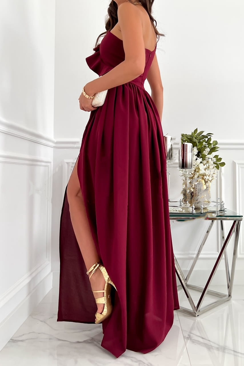 Stilla | Afslappet Solid Flounce One Shoulder Cake Skirt Kjoler