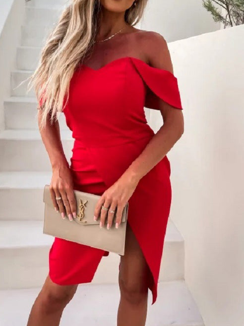 Stilla | Kvinder Kjoler Solid One Shoulder Slim Fit Slids Kjole Online salg