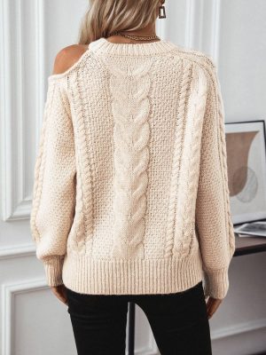 Stilla | Kabelstrik Rundhals kold skulder sweatshirt