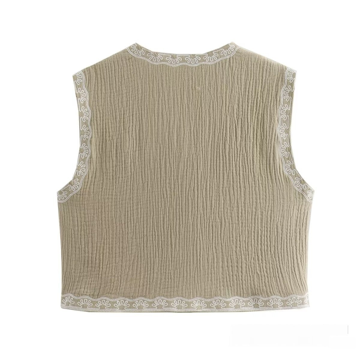 Stilla | Moderne Casual Vest Med To Farver Og Broderi