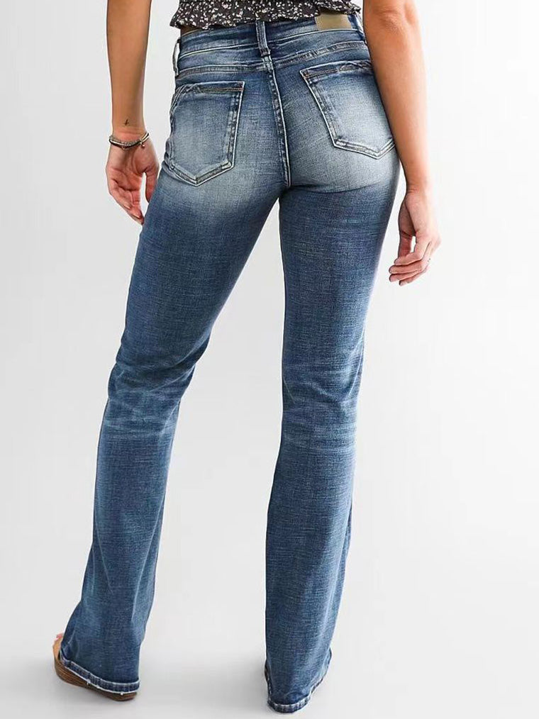 Stilla | Damens Jeans Lomme Slim Fit Mikro Flare Jeans