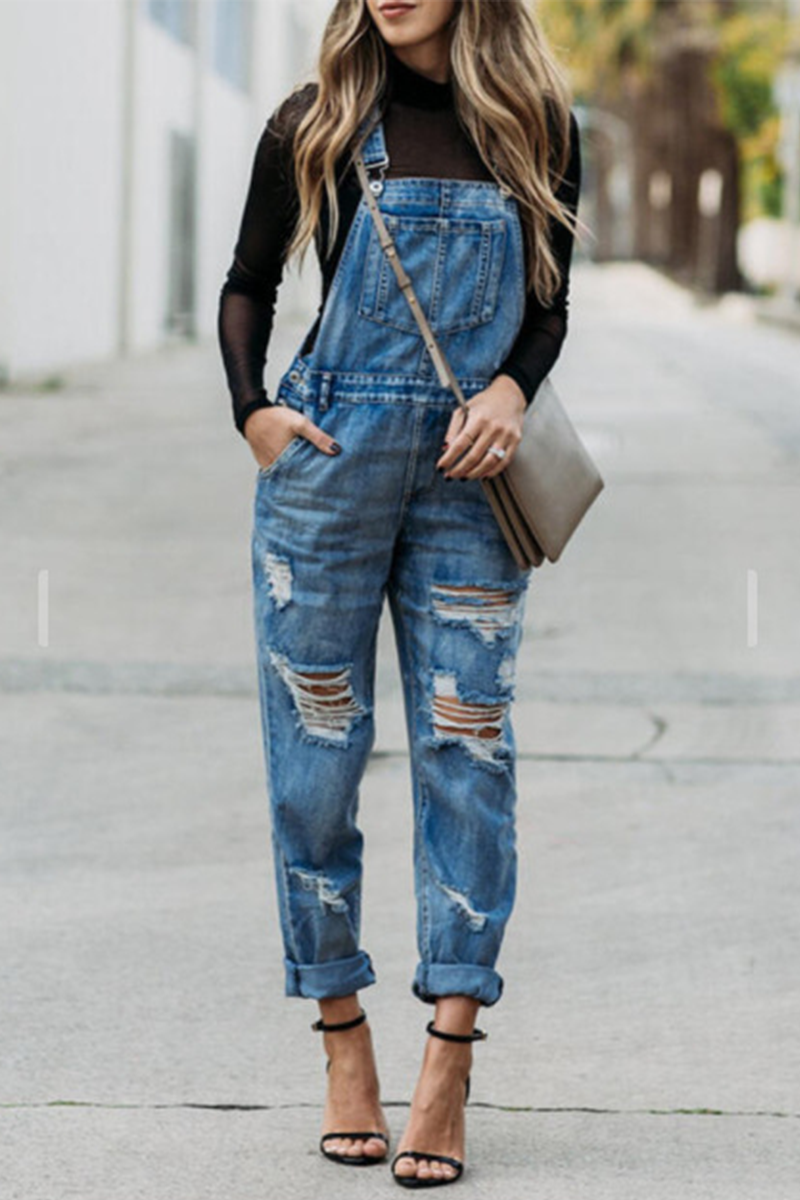 Stilla | Mode Solid Ribbede Fyrkantede Krave Harlan Jumpsuits
