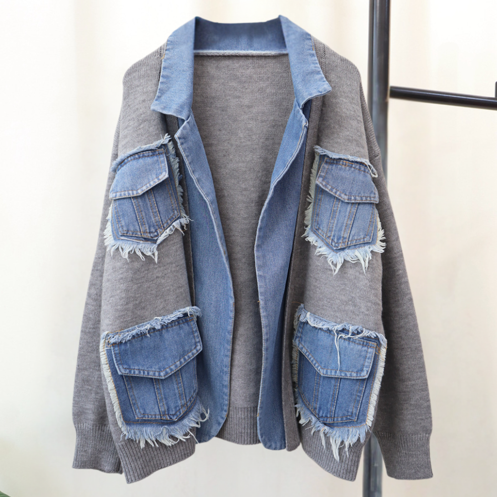 Stilla | Smart Cardigan til kvinder med trendy denim detaljer