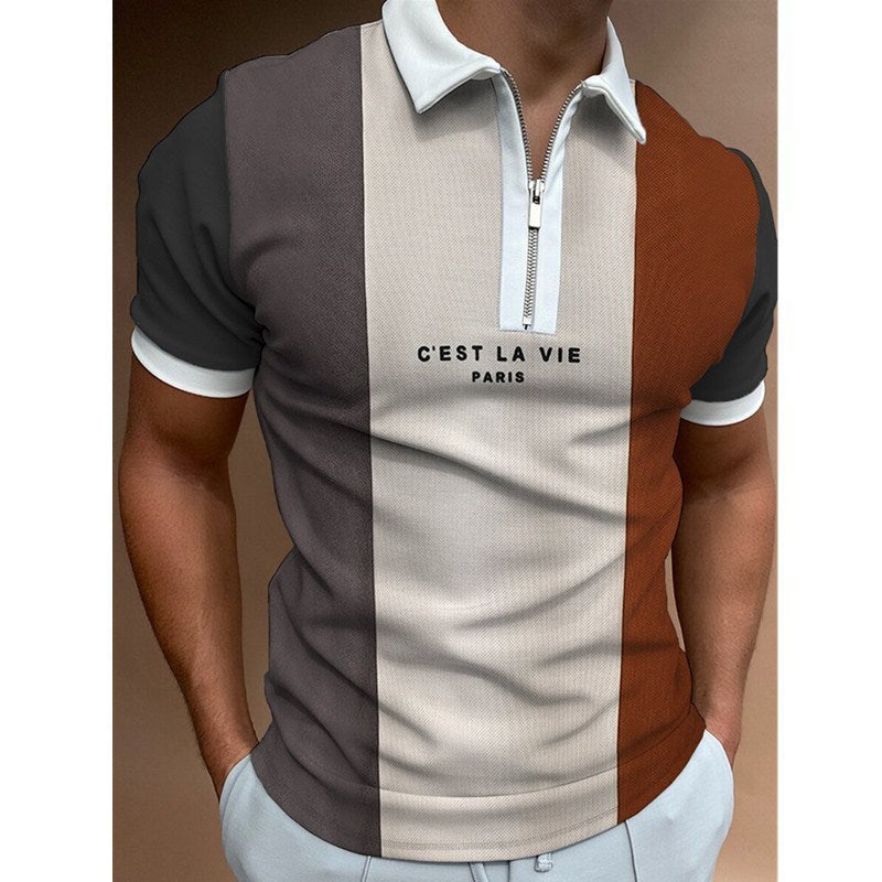 Stilla | Stribet Polo Shirt Med Korte Ærmer Og Krave