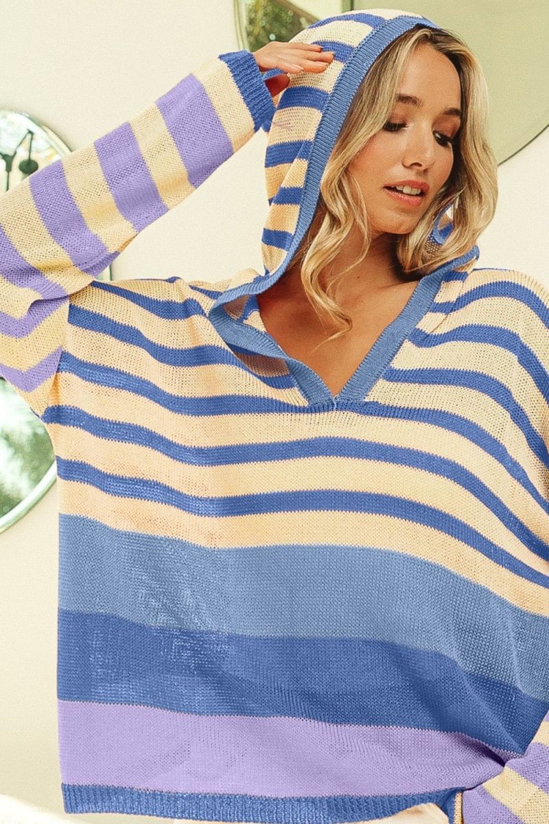 Stilla | Charm Striped, Colored Checked Hættetrøje Rabat