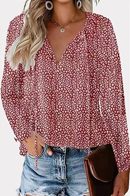 Stilla | Elegante Overdele Med Trykt Patchwork Og V-udskæring Mode
