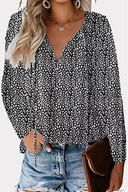 Stilla | Elegante Overdele Med Trykt Patchwork Og V-udskæring Mode