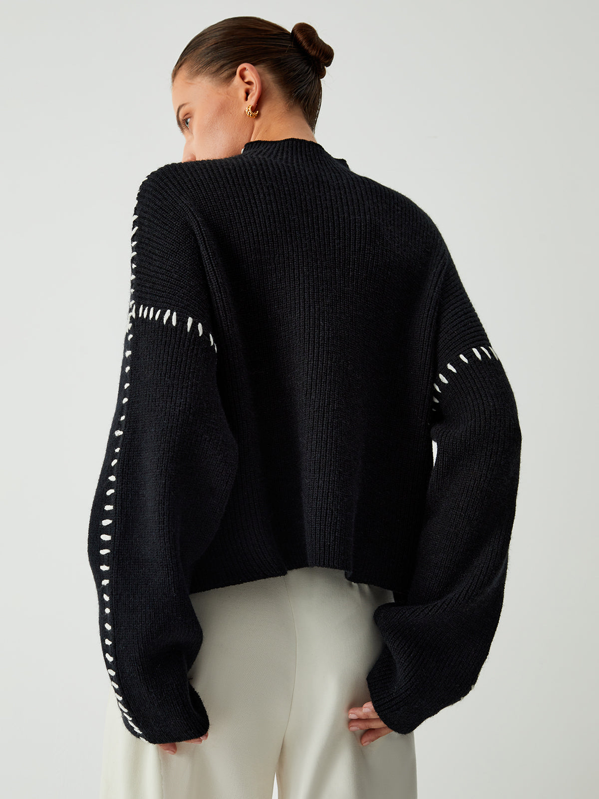 Stilla | Rullekravepullover med Piqué Detaljer Online