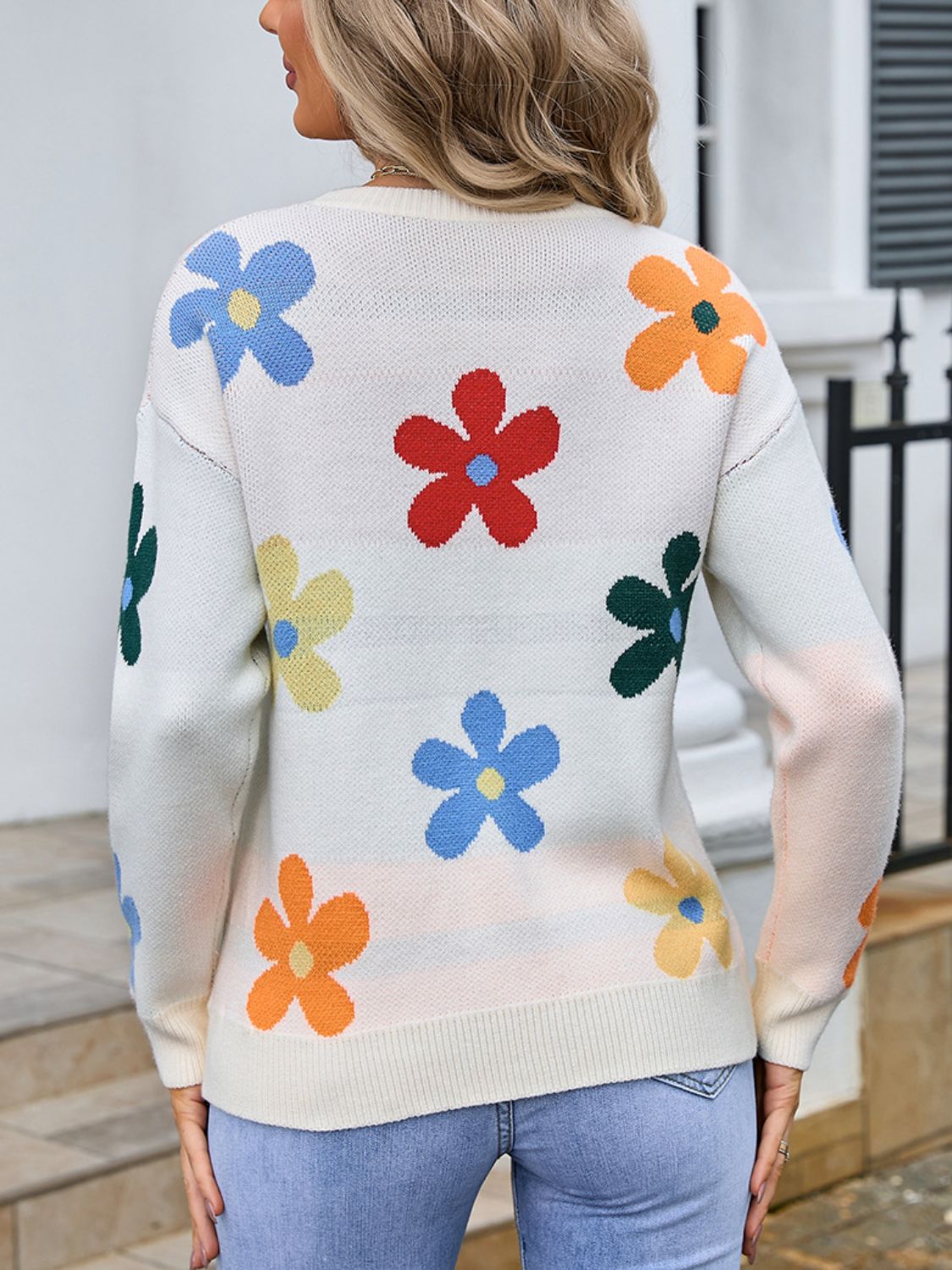 Stilla | Vinger Blomst Rund Hals Langærmet Sweater