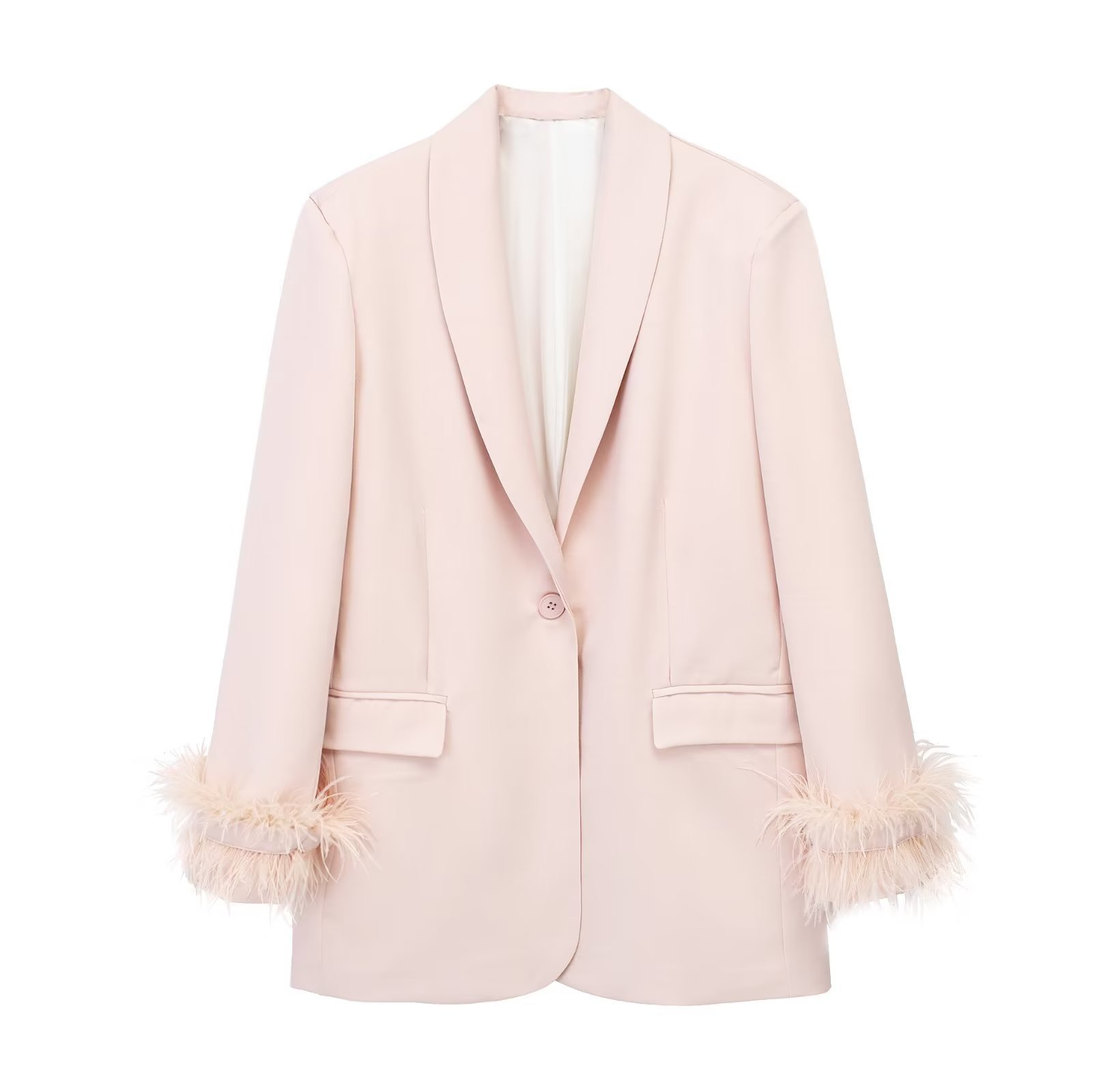 Stilla | Lige Blazer Med Fjer Og Bukser