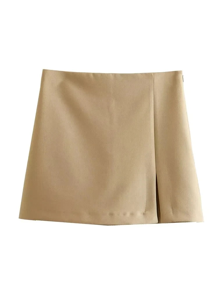 Stilla | Sommer Kvinders Nederdel Shorts Mode Retro Høj Talje Lynlås Side Y2k Nederdel Kvinders Mode Lige Nederdel Shorts