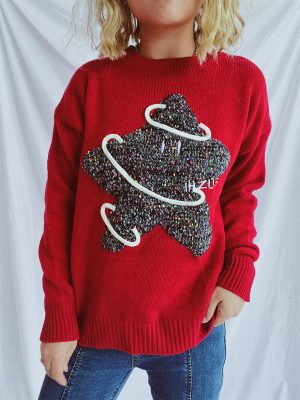 Stilla | Star Rund Hals Langærmet Sweater Online Hot Salg