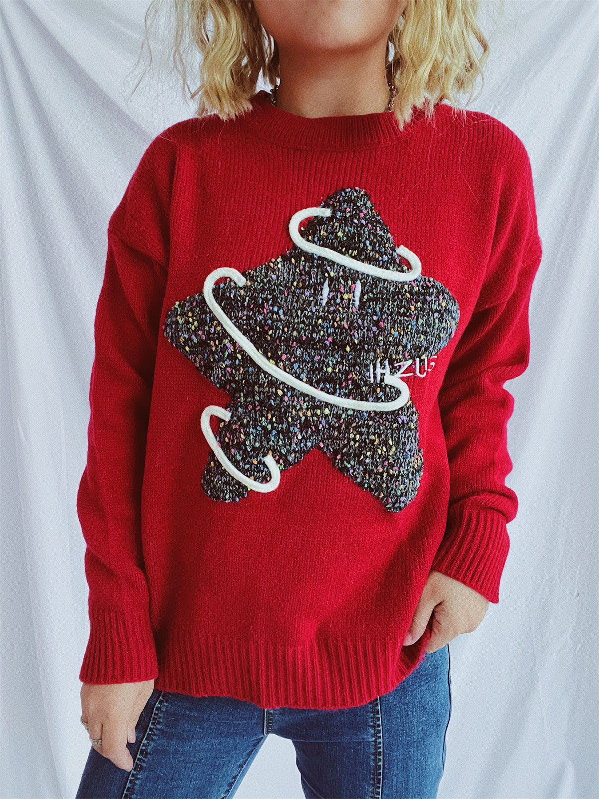 Stilla | Star Rund Hals Langærmet Sweater Online Hot Salg
