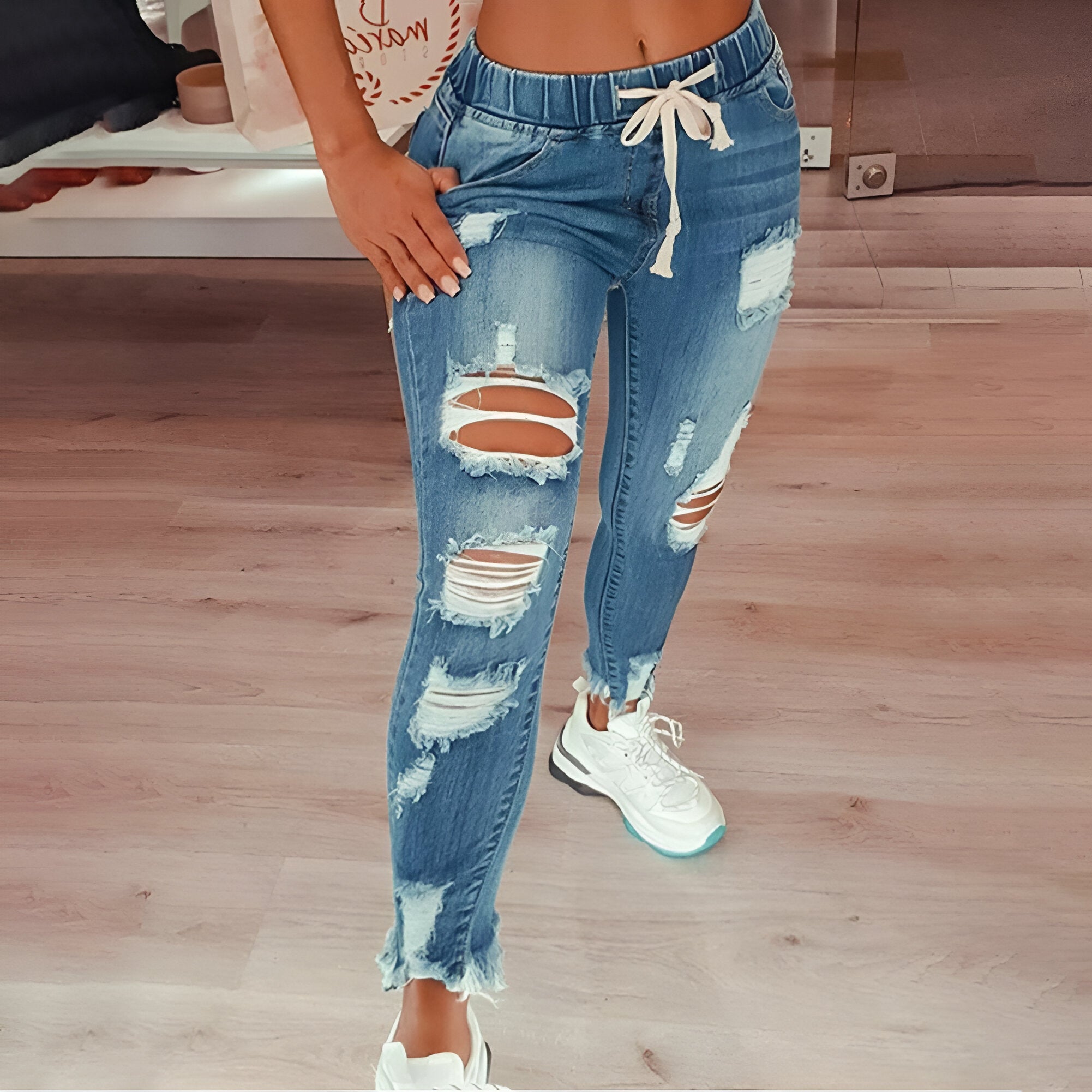 Stilla | Vintage Distressed Høj Talje Jeans