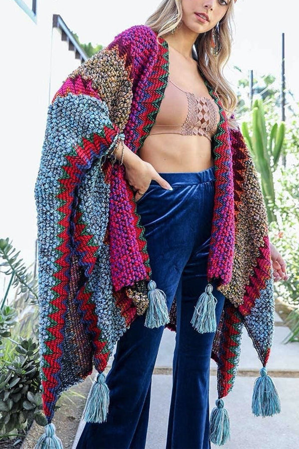 Stilla | Boho Hæklet Kimono Med Frynser