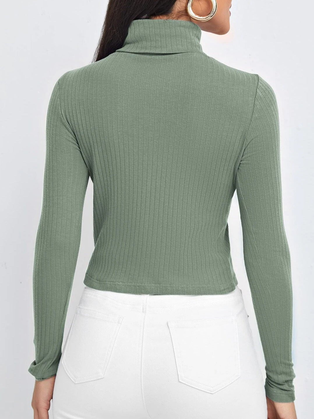 Stilla | Kvinder T-shirts Ensfarvet Turtleneck Langærmet T-shirt Hot på udsalg