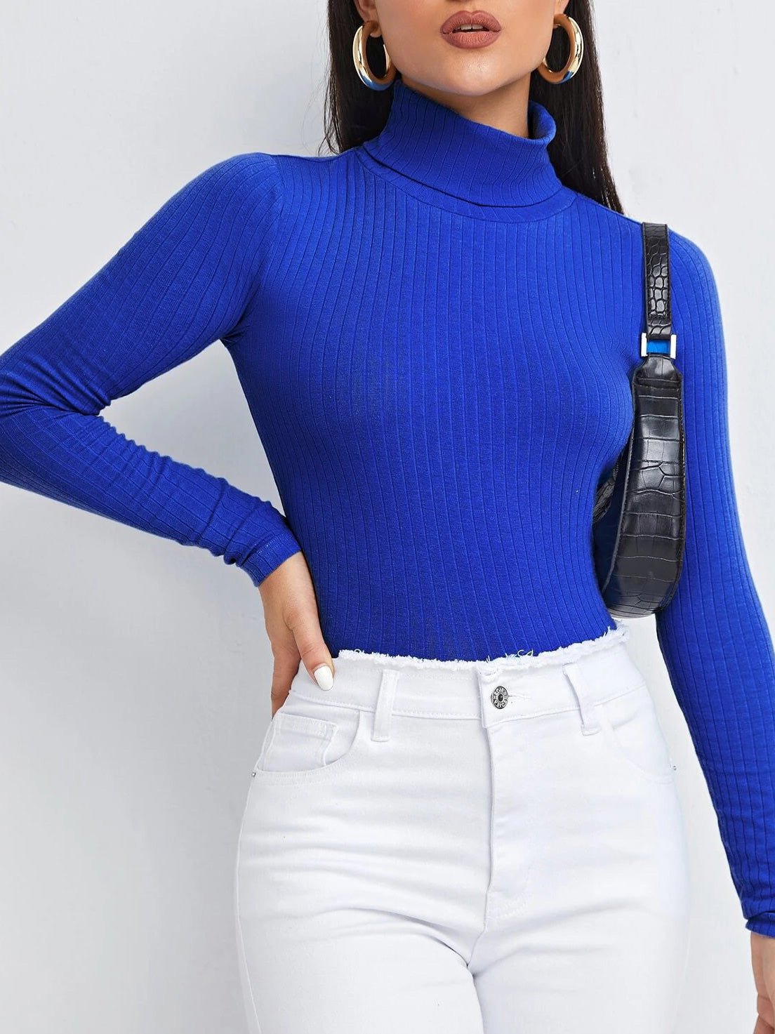 Stilla | Kvinder T-shirts Ensfarvet Turtleneck Langærmet T-shirt Hot på udsalg