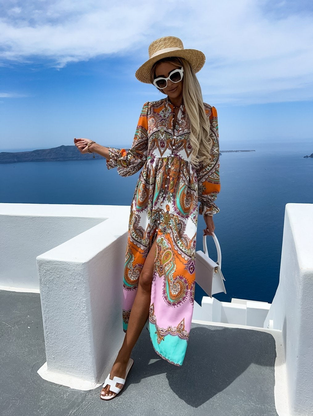Stilla | Årgang Boho Kjole Med Print