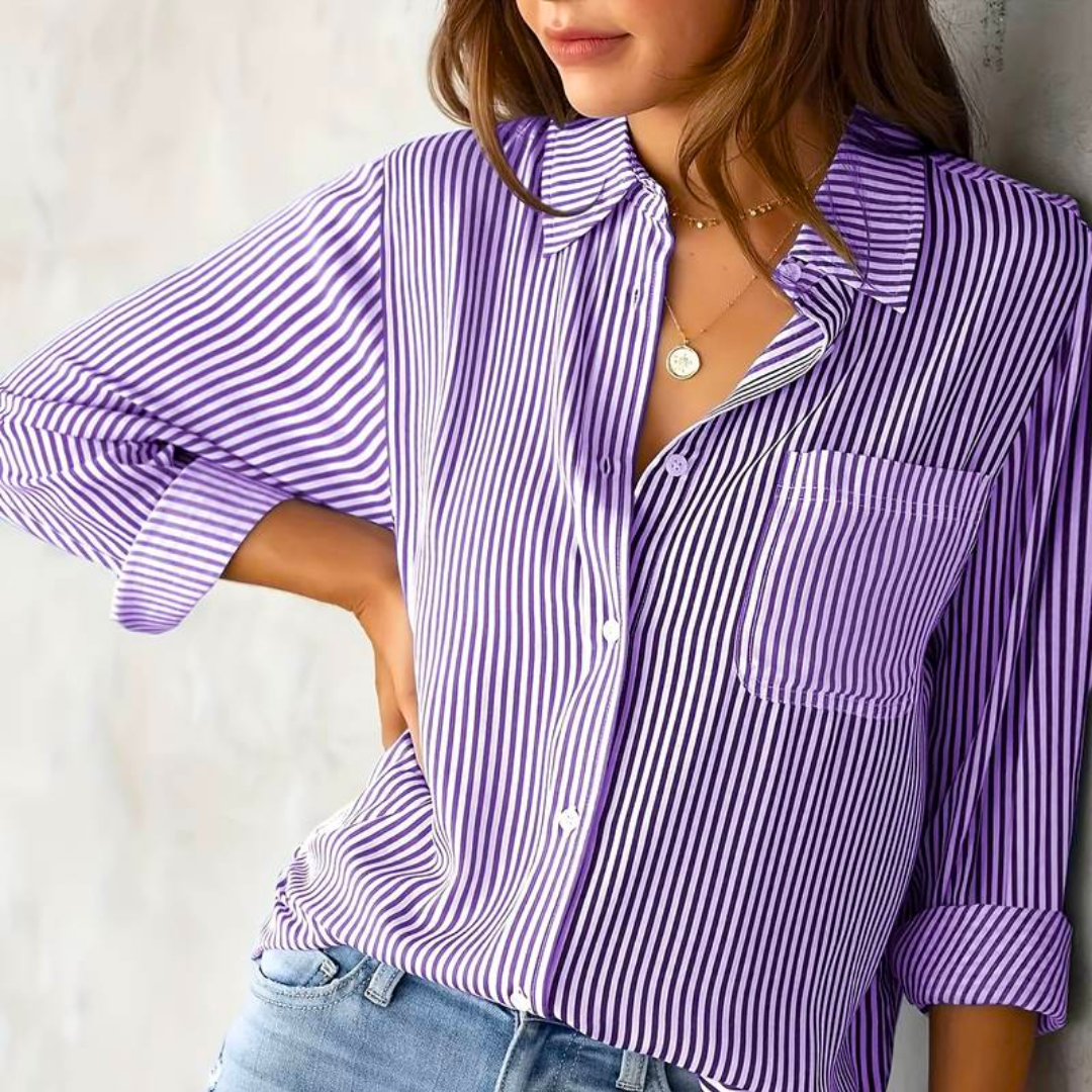 Stilla | Afslappet Stribet Damebluse
