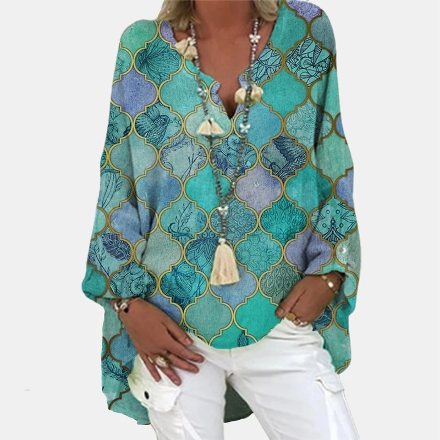 Stilla | Elegant Bluse Med Rund Halsudskæring i Rosa