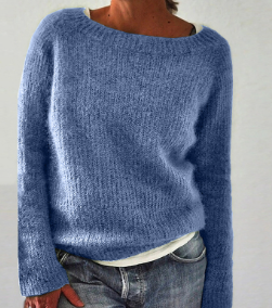 Stilla | Pullover Med Bred Udsnit Frisk Blå
