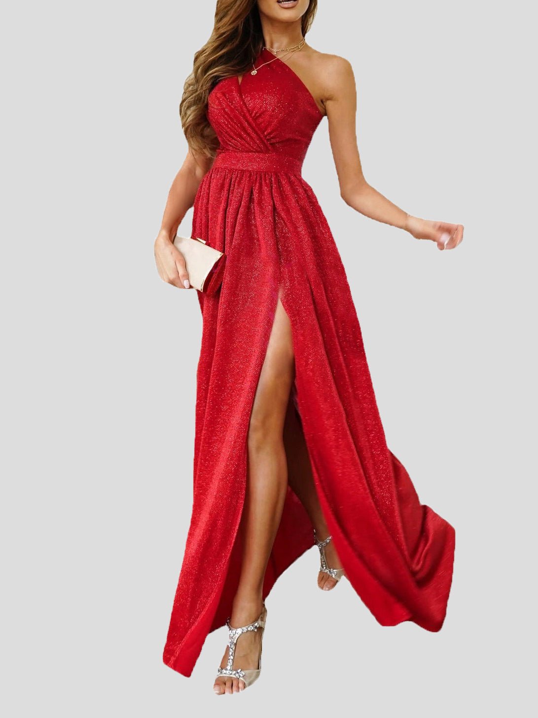 Stilla | Damekjoler Glitrende Off Shoulder Huller Slids Kjole