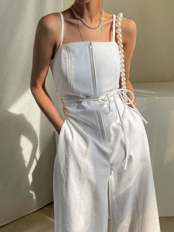 Stilla | Kvinders Jumpsuits Sling Lynlås Lomme Høj Talje Bred Ben Jumpsuit Udsalg