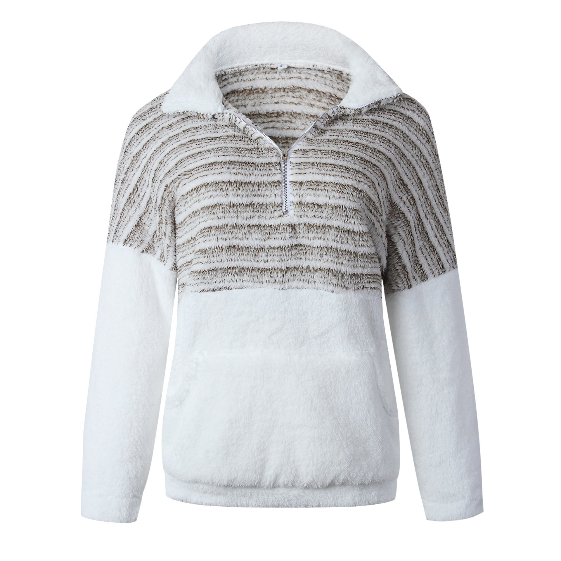 Stilla | Mode V-neck Bend Down Collar Lang Ærme Quater Zip Pullover