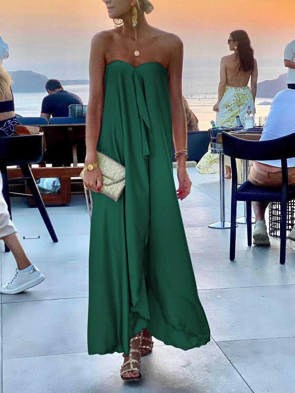 Stilla | Mode Uden Ærmer Off Shoulder Solid Uregelmæssig Maxi Kjole
