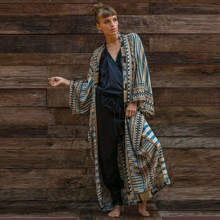 Stilla | Strandkimono Med Aztekermønster Til Sommeren