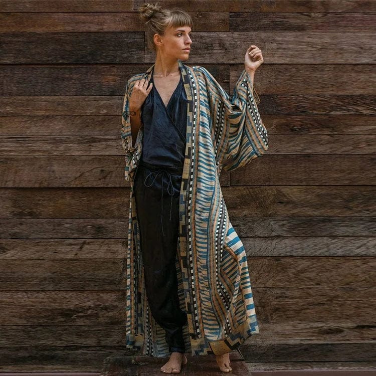 Stilla | Strandkimono Med Aztekermønster Til Sommeren