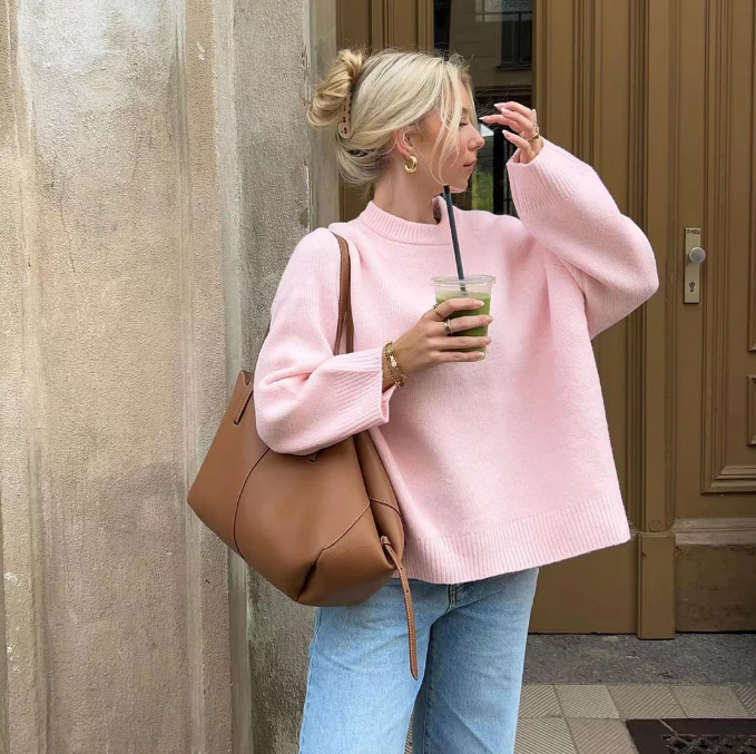 Stilla | Strikket Pullover Gena Efterårsroser Rabat