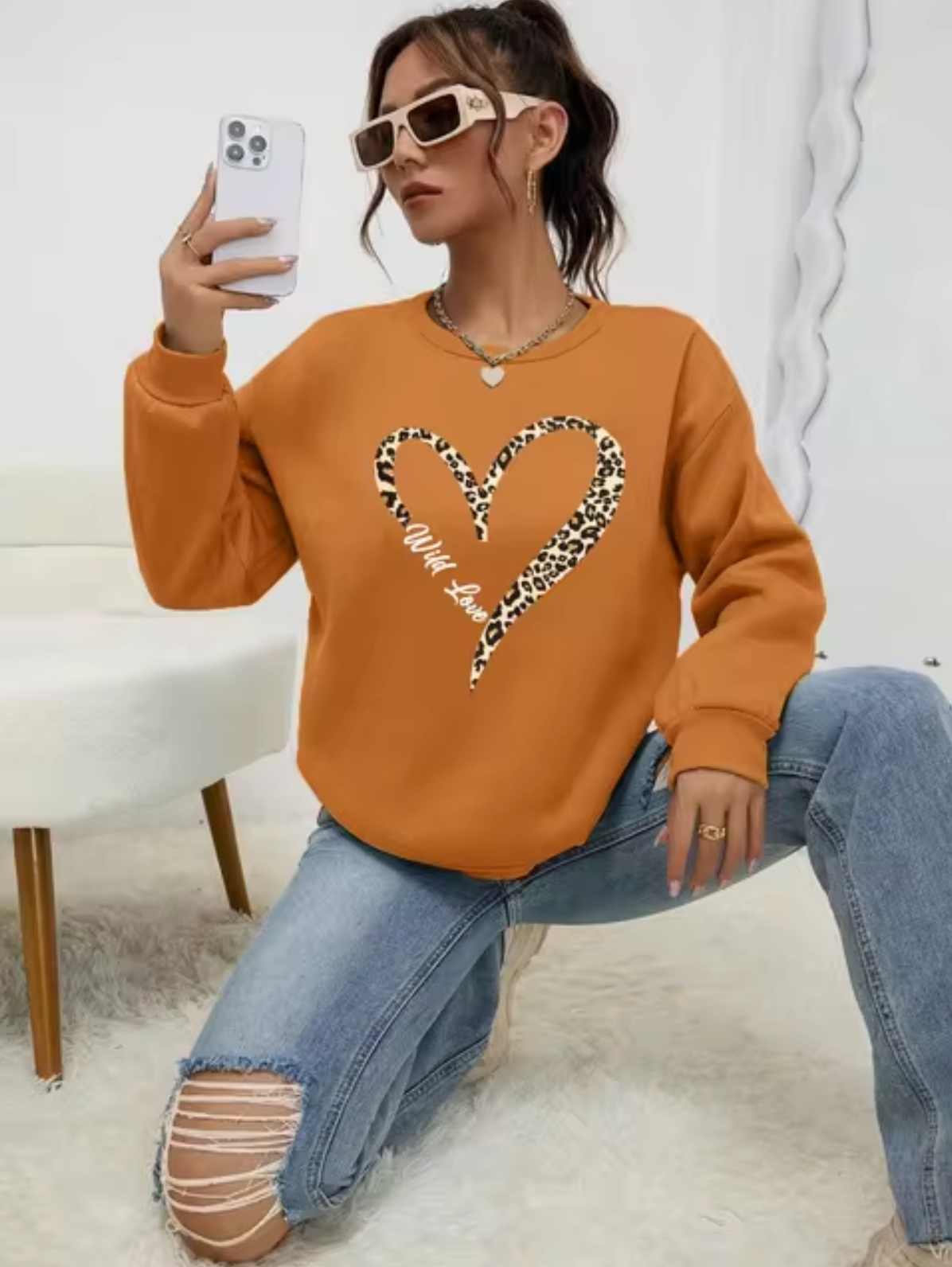 Stilla | Bomulds T-shirt Med Leopard-Hjerteprint