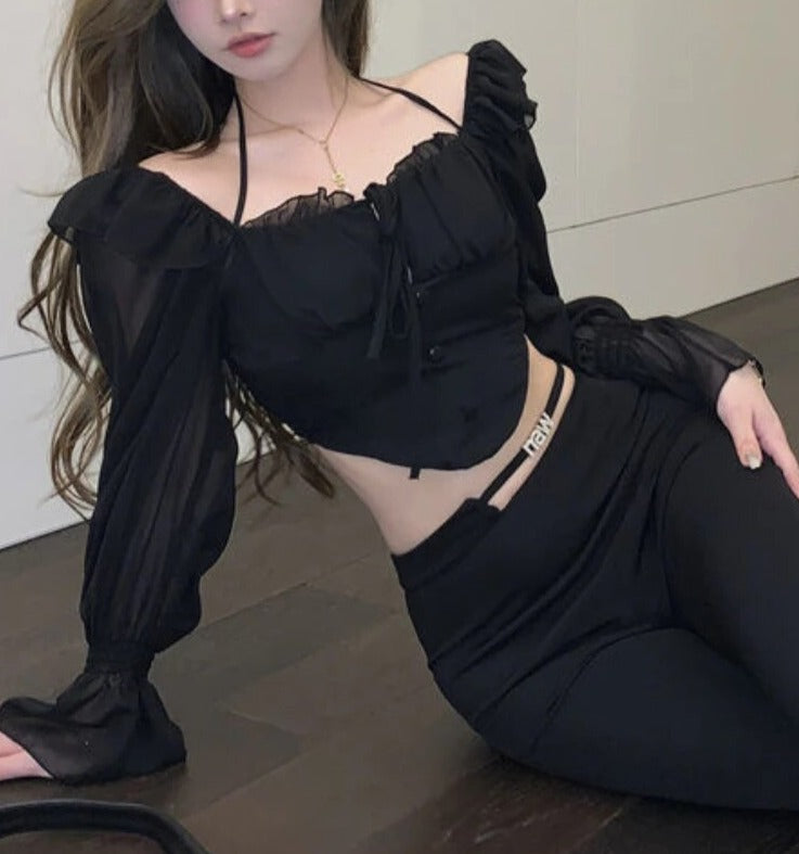 Stilla | Crop Top Med Udvidede Ærmer