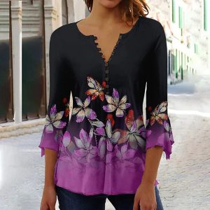 Stilla | Damemode T-shirt Med V-udskæring Look
